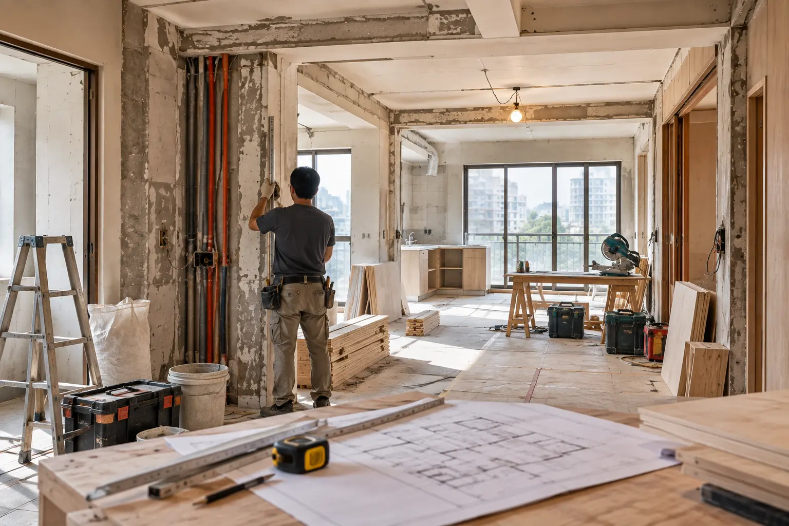 台北老屋翻新施工中的住宅空間與工程規劃